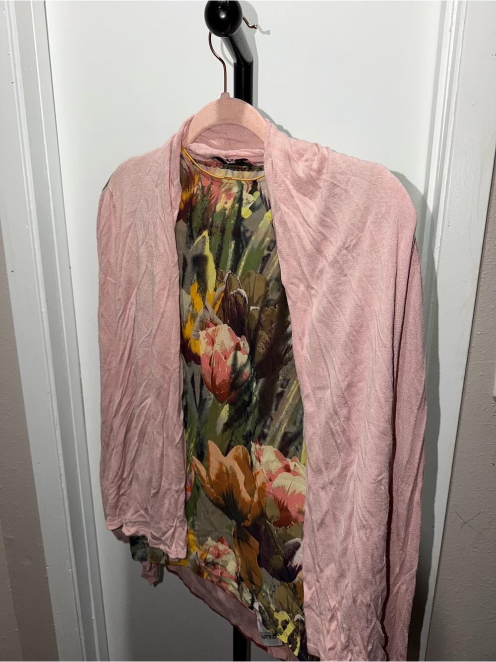 Ted Baker London Floral Print Top & Pink Cardigan 2-Piece Set Size 2
